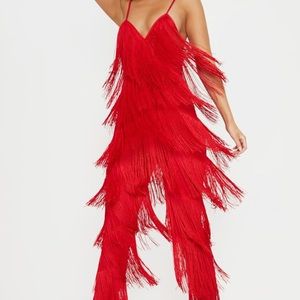 Sexy Red Fringe Fitted Jumpsuit💋